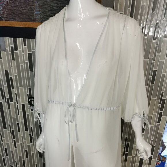 Vintage Oscar De La Renta Pink Label Robe Large White 0412 - Picture 1 of 6